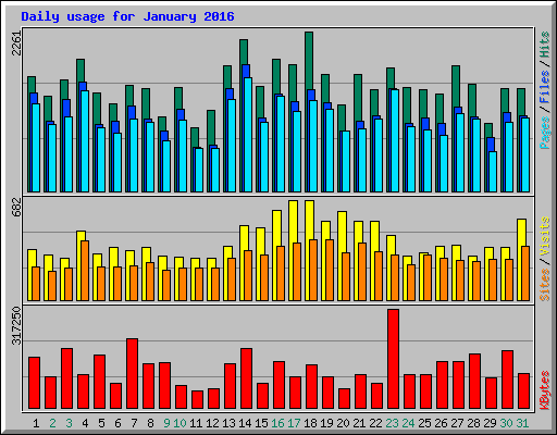 Daily usage for January 2016