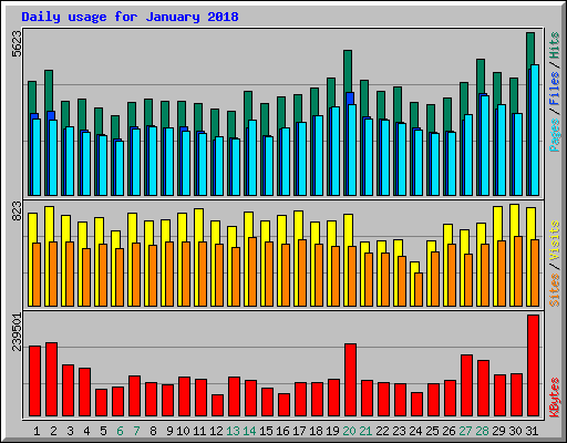 Daily usage for January 2018