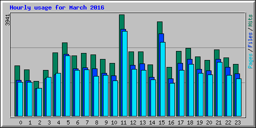 Hourly usage for March 2016